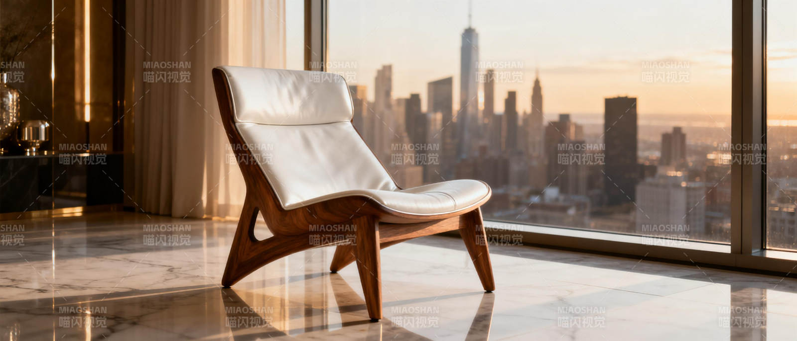 都市窗边的现代椅图片