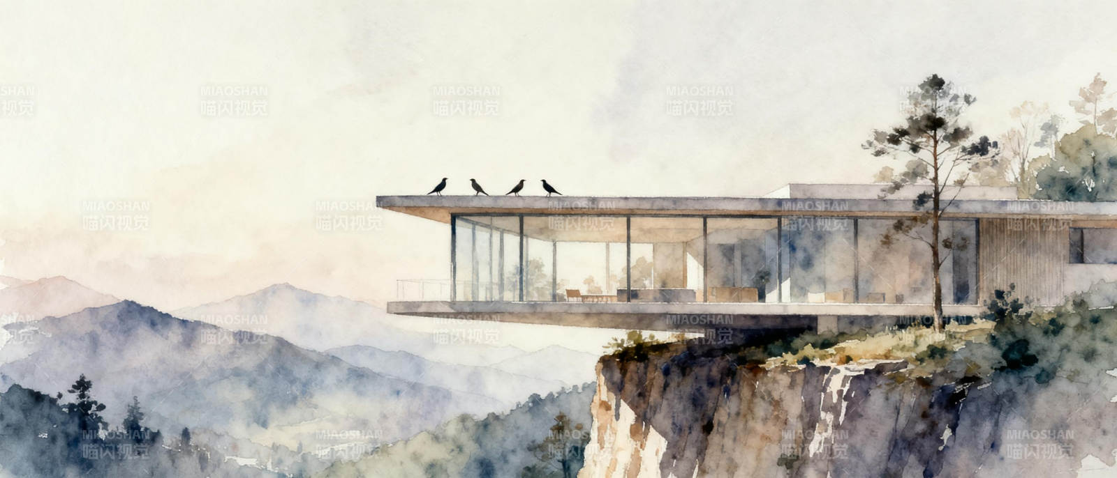 悬崖上的现代居所图片