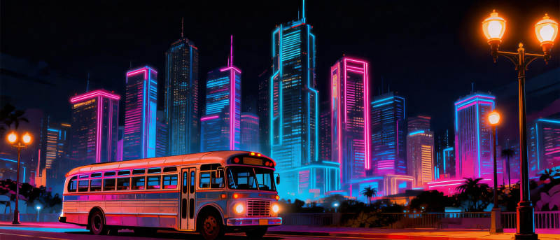 霓虹都市夜景图片