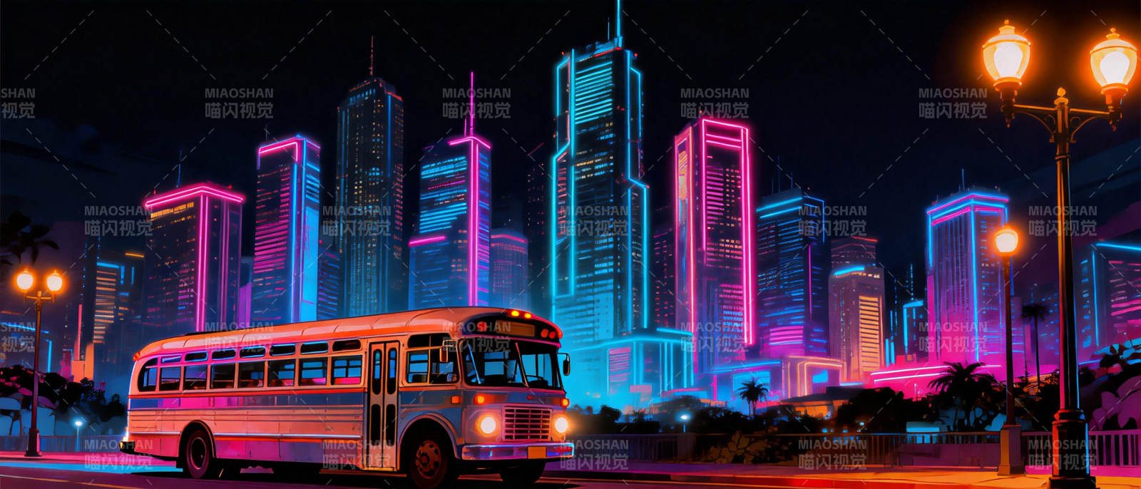 霓虹都市夜景图片