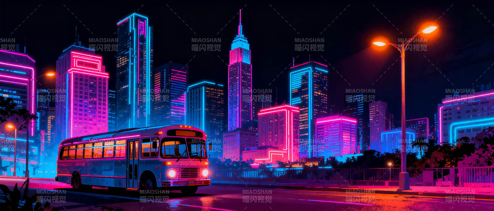 霓虹都市夜景图片