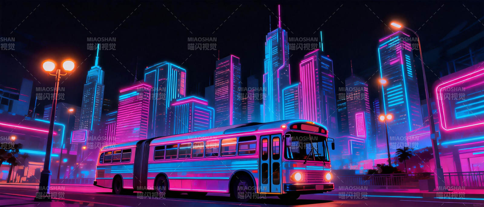 霓虹都市夜景图片