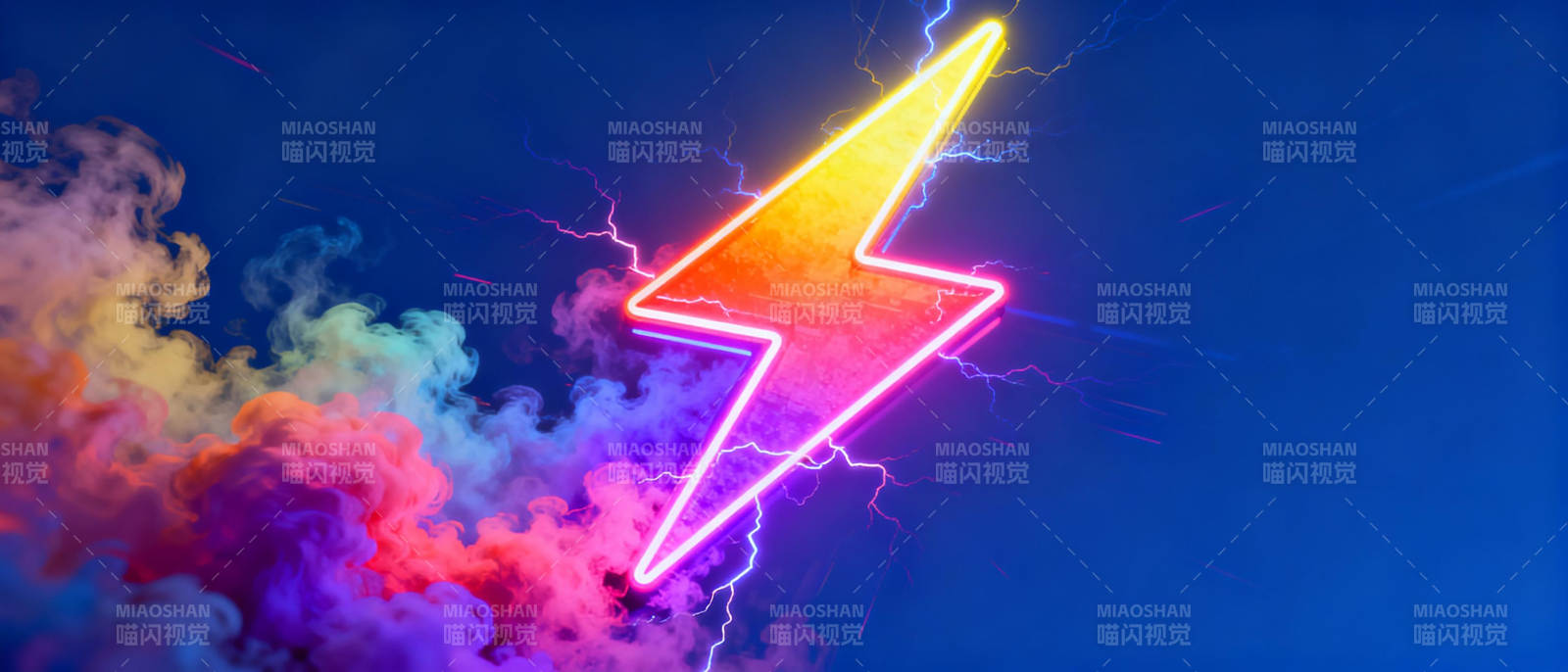霓虹闪电破云而出图片