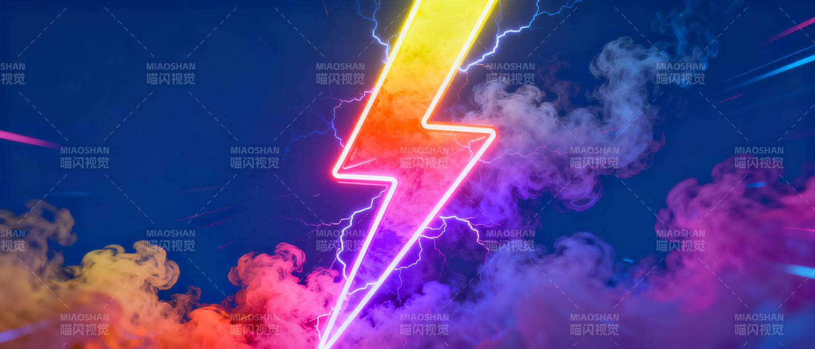 霓虹闪电破云而出图片