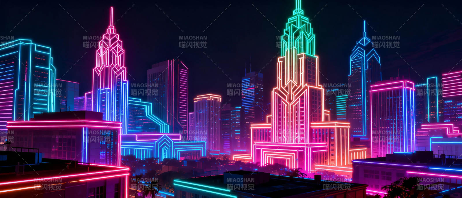 霓虹都市夜景图片