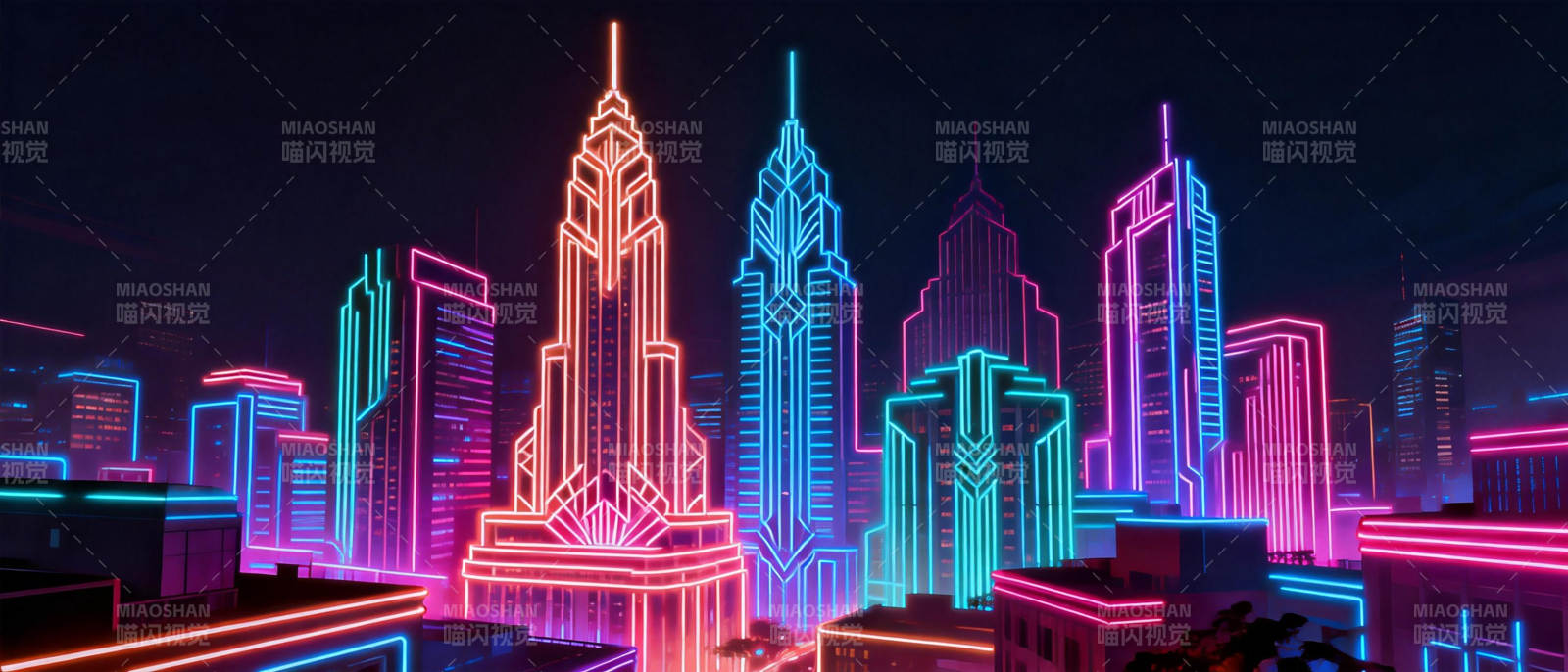 霓虹都市夜景图片