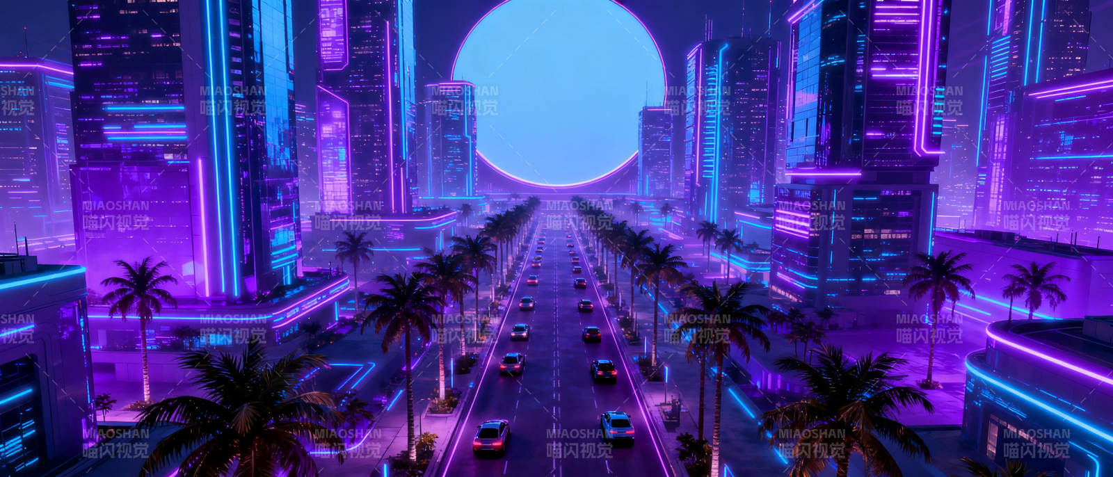 霓虹都市夜景图片