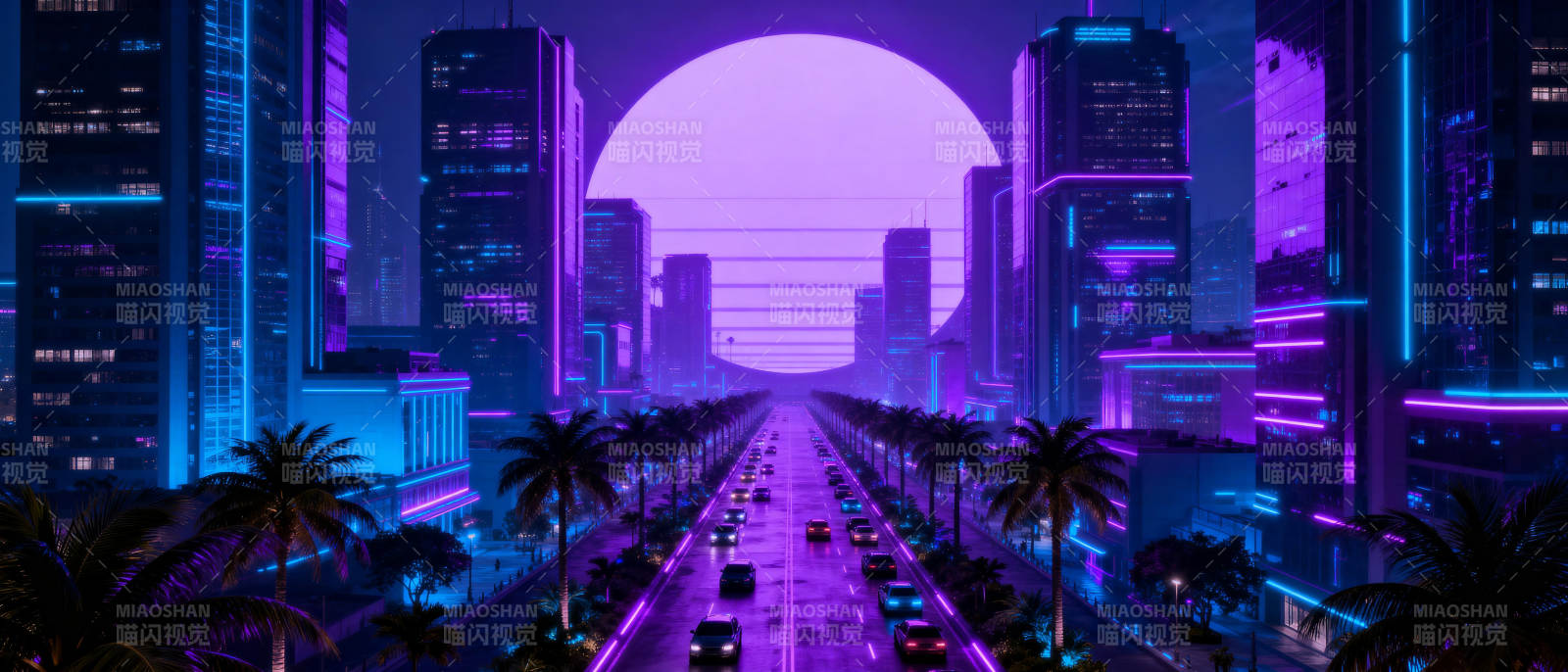 霓虹都市夜景图片