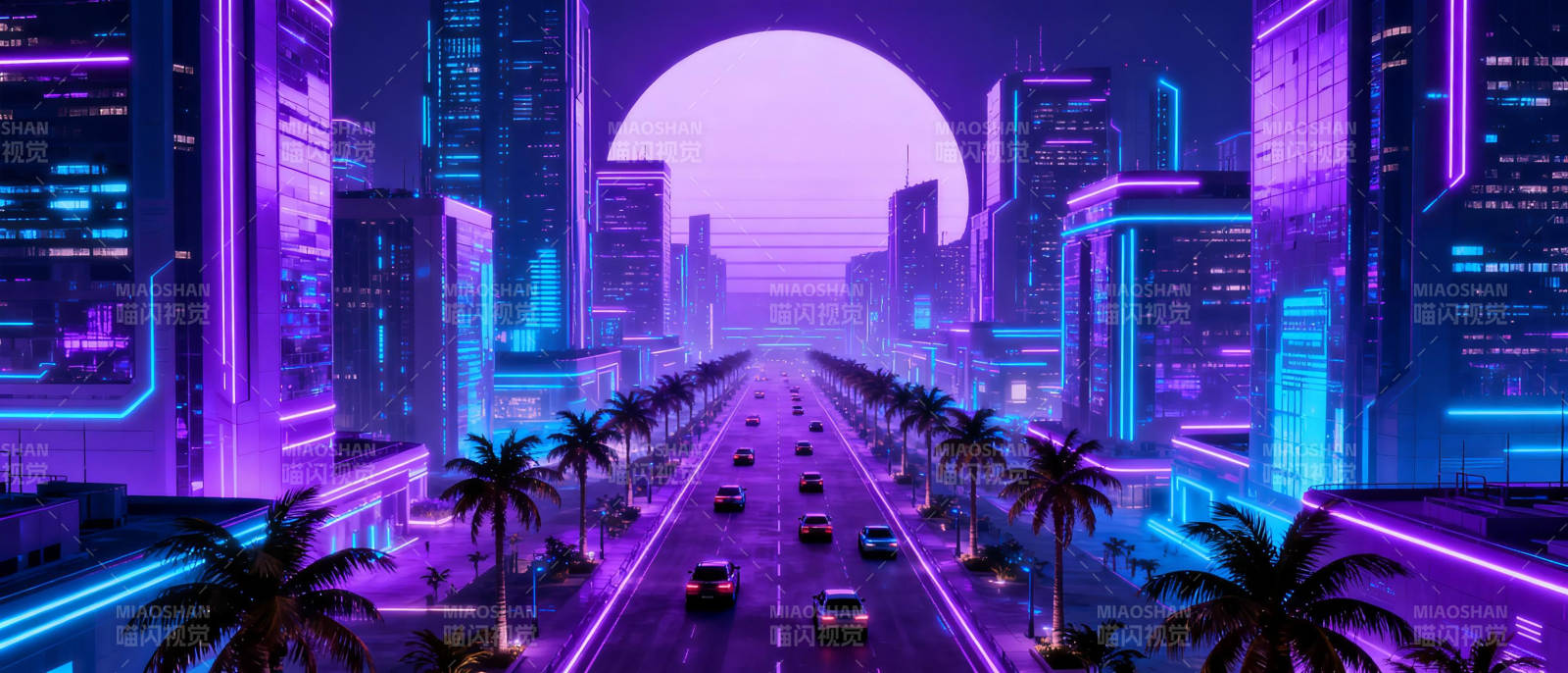 霓虹都市夜景图片