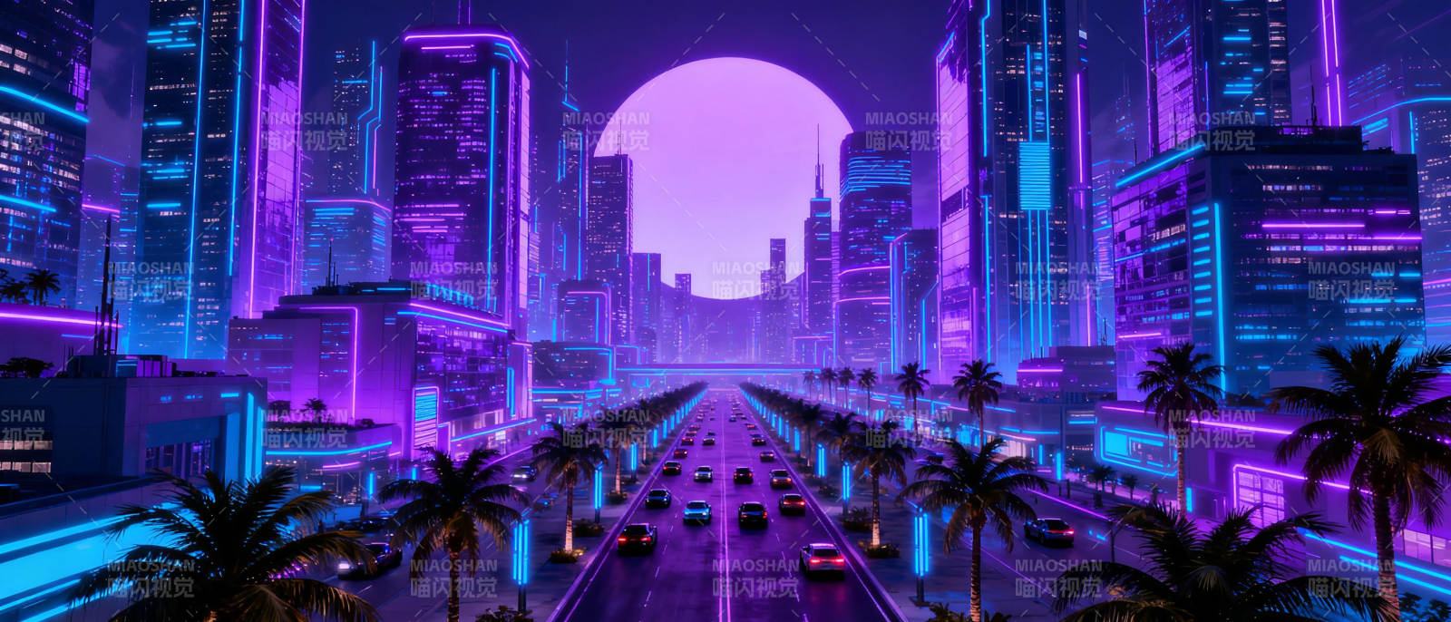 霓虹都市夜景图片