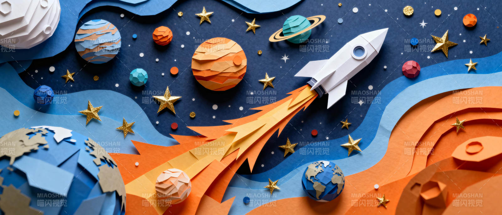 火箭飞越星球图片