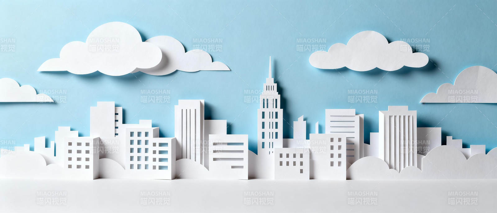 纸艺城市剪影图片