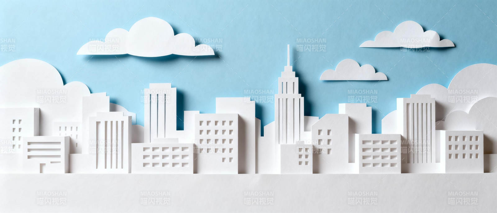 纸艺城市剪影图片