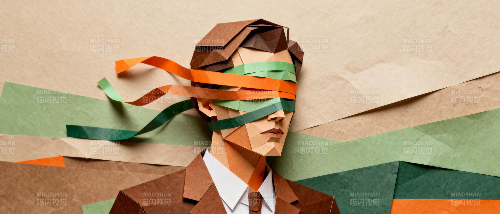 纸艺盲眼男子图片