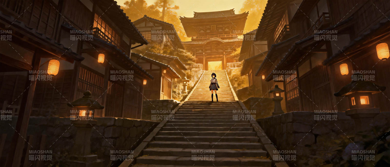 古街晨曦行图片