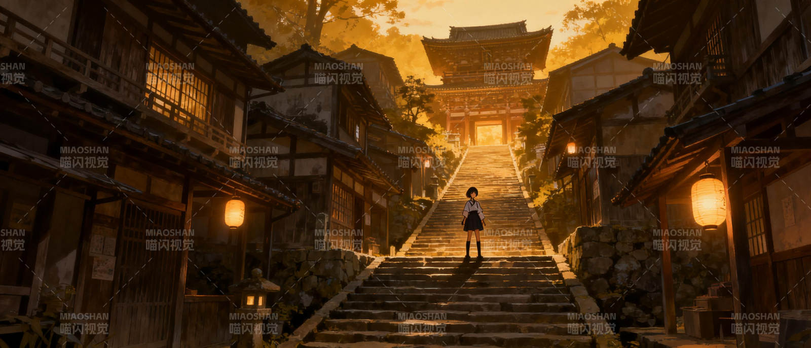 古街暮色行图片