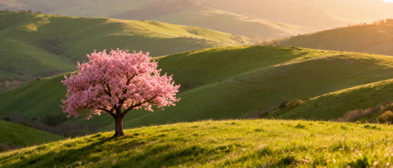 春日孤樱绽放图片