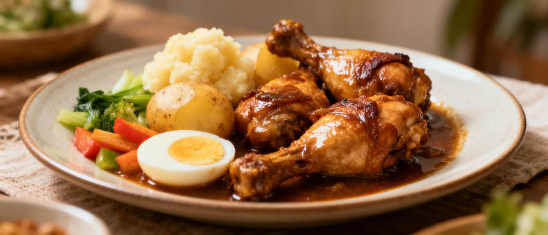 美味鸡腿配蔬菜图片