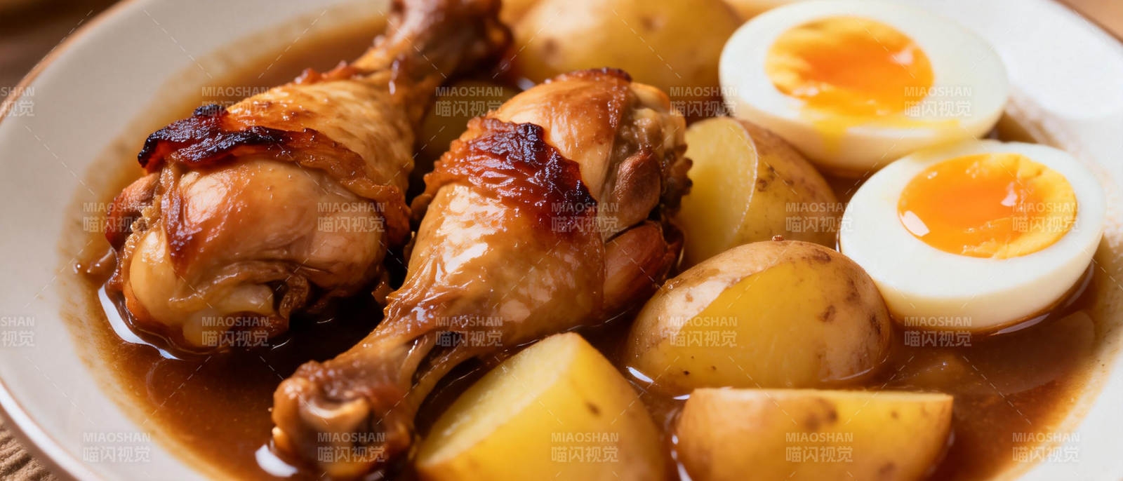 鸡腿土豆卤蛋饭图片
