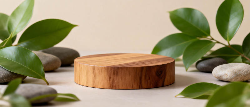 木盘绿叶静谧景图片