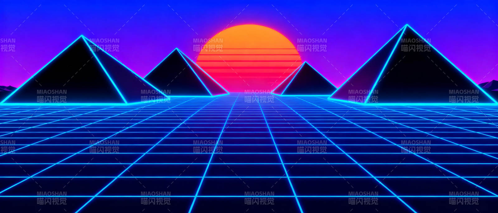 霓虹金字塔日落图片