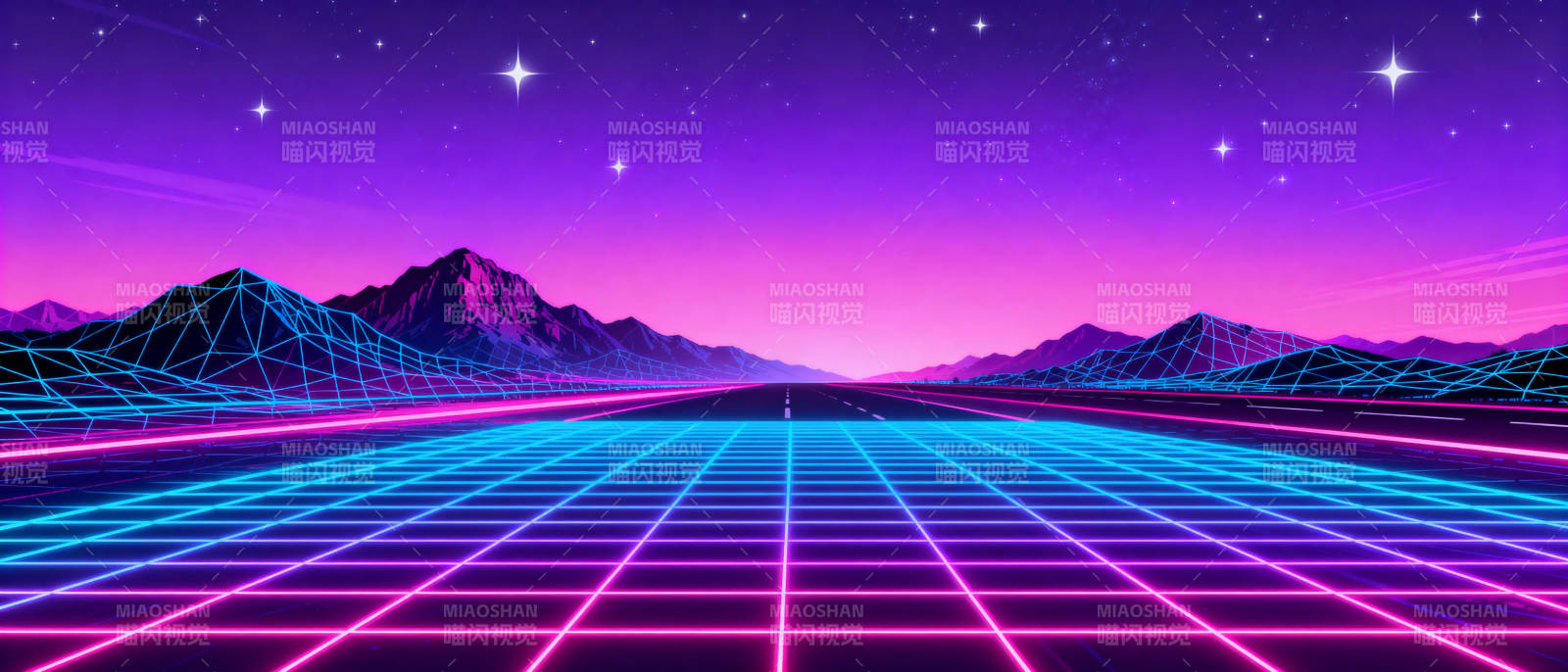 霓虹山川夜景图片