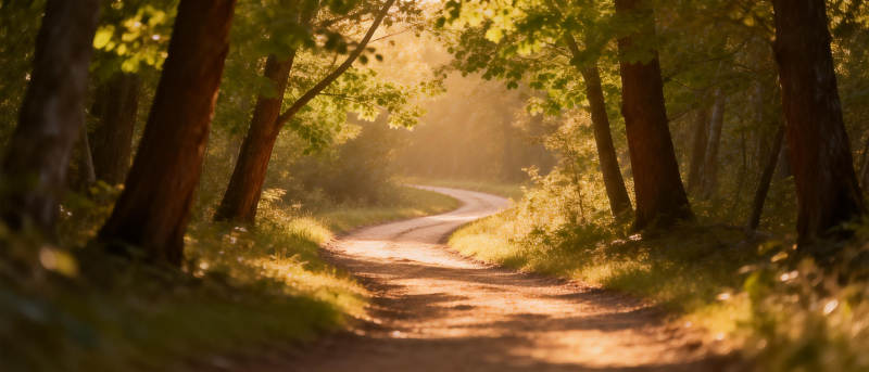 林间小径晨光图片