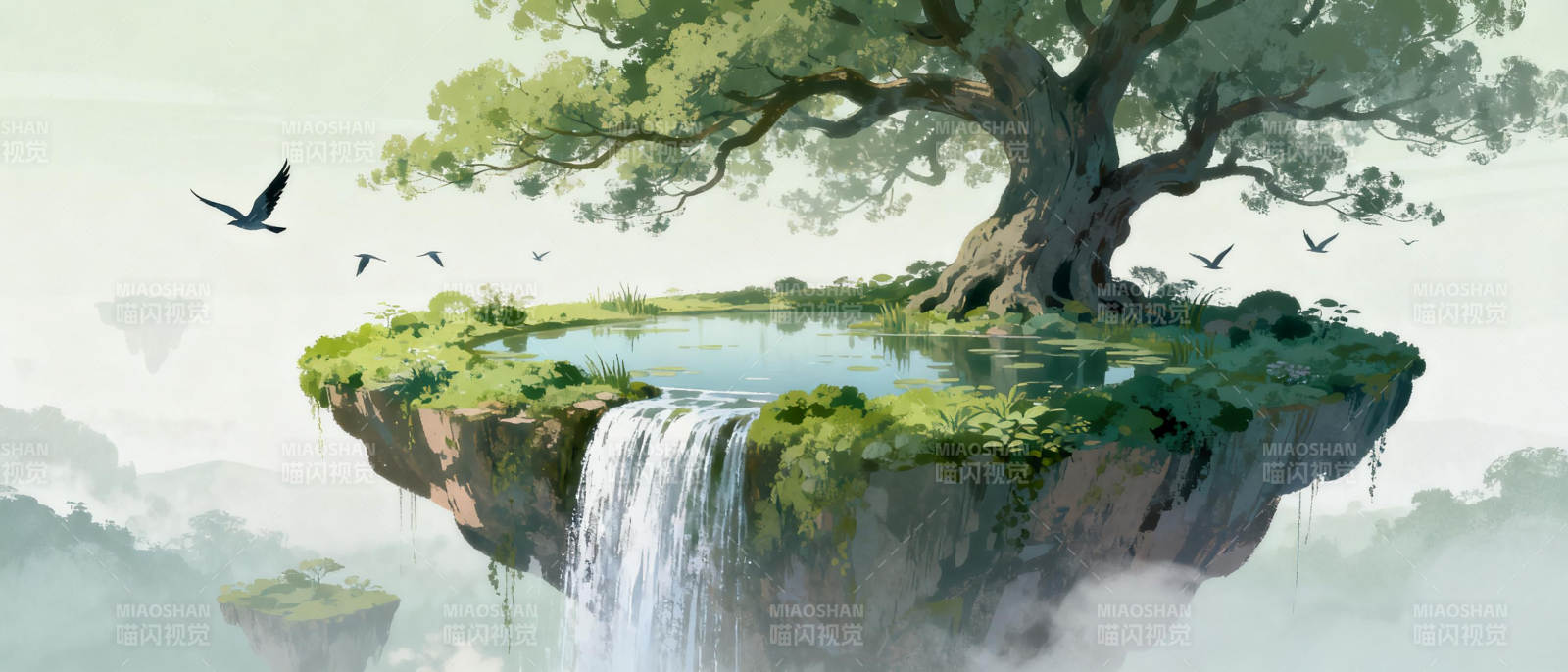 浮岛瀑布奇景图片