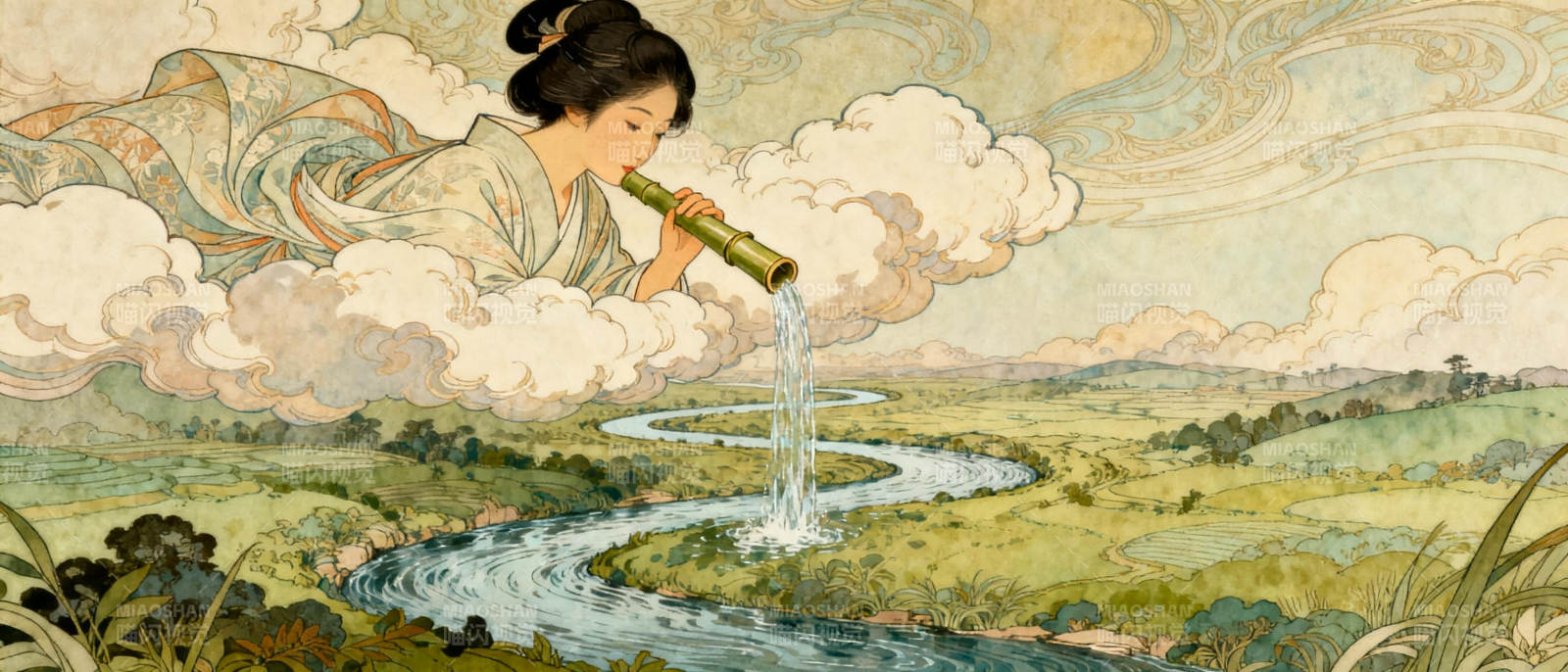 云中仙子引水图图片