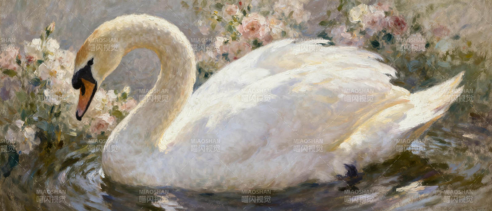 优雅白鹅水中游图片