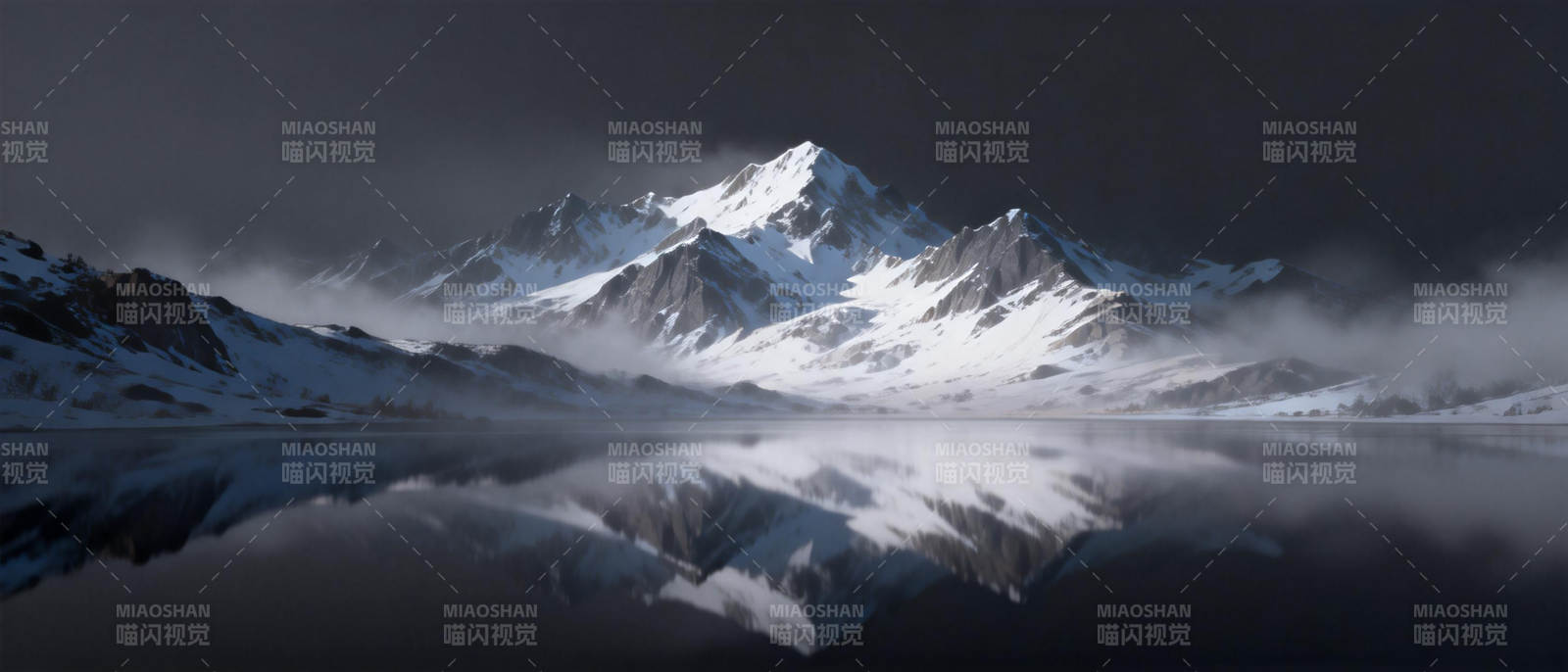 雪山倒影湖中图片