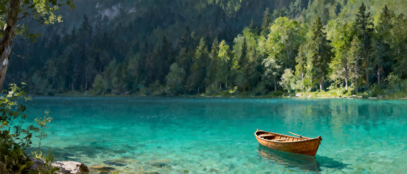 湖光山色静谧舟图片