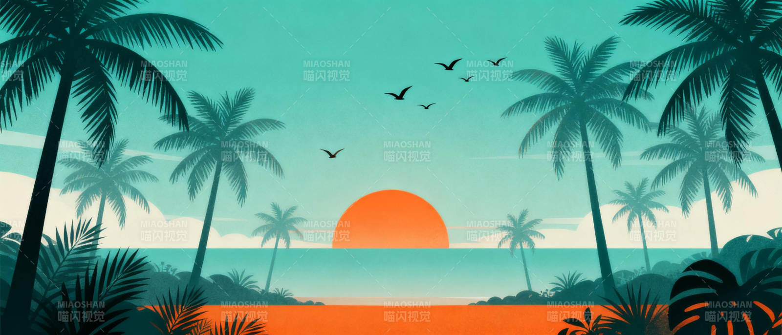 热带日落美景图片