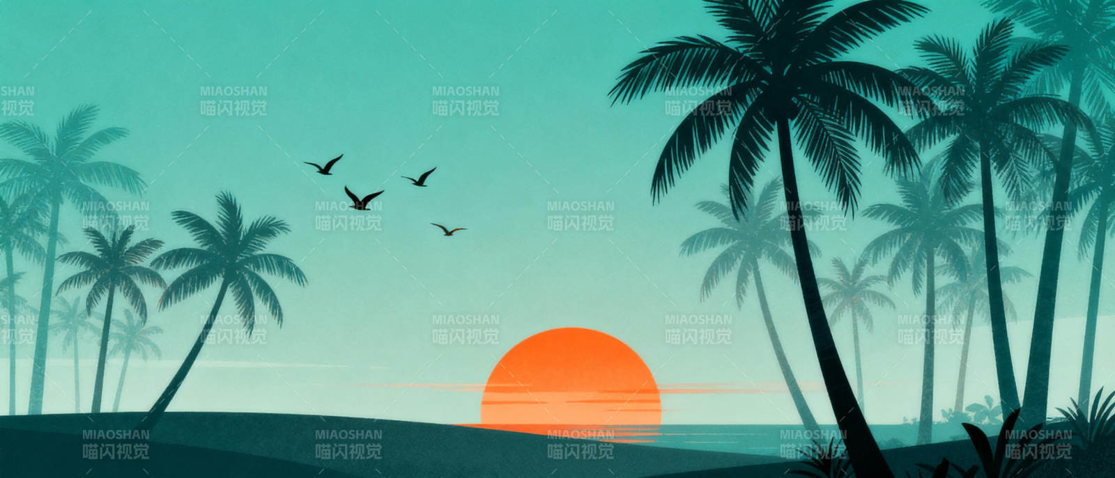 热带日落美景图片