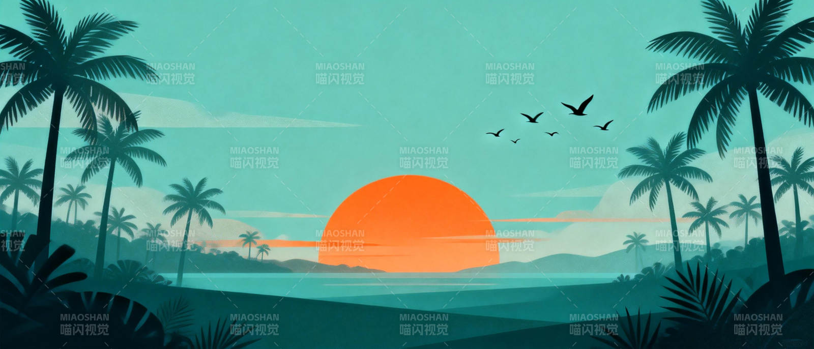 热带日落美景图片