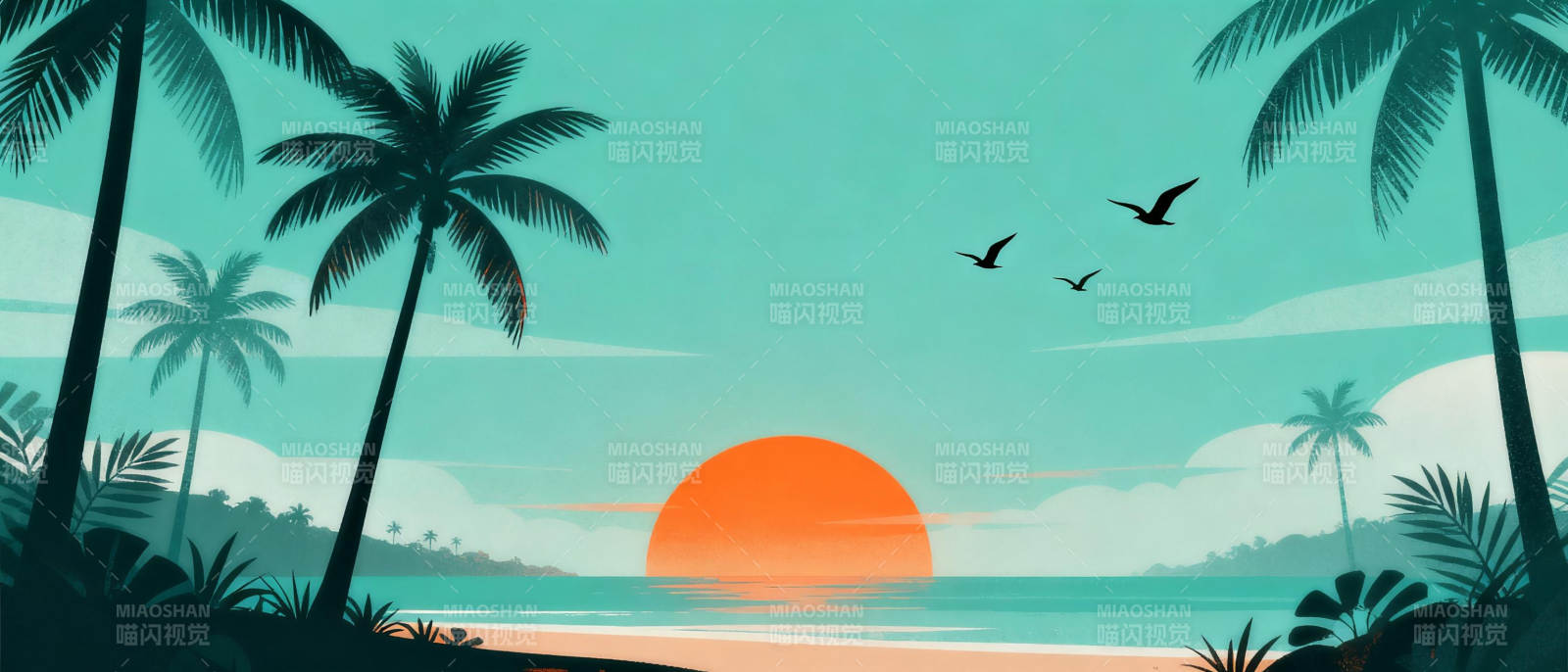 热带日落美景图片