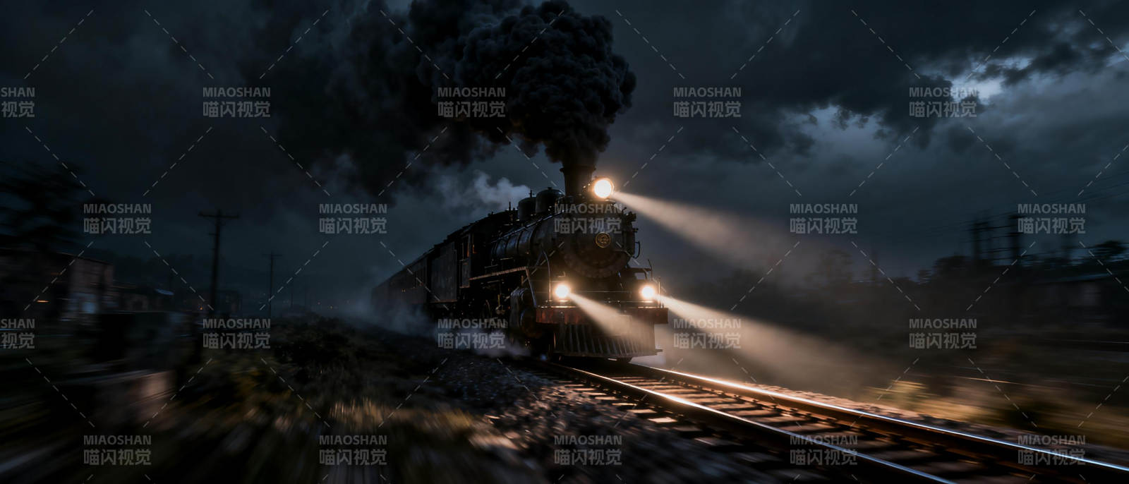 夜行蒸汽火车图片