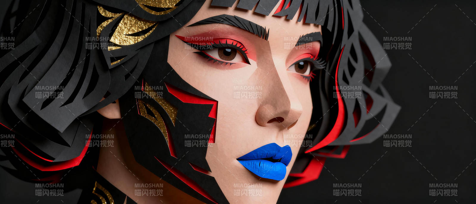 炫彩面具美人图片