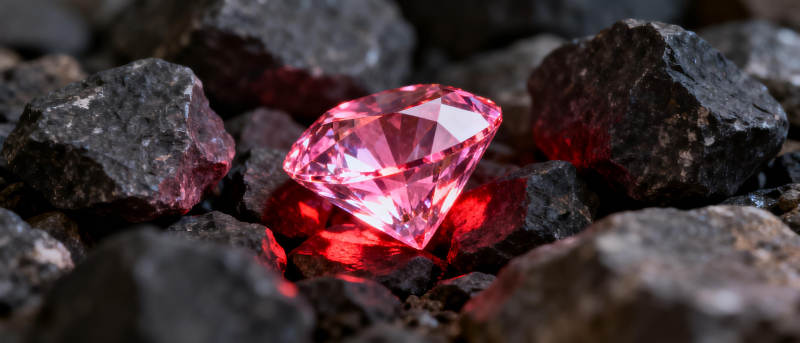 璀璨红钻嵌石中图片