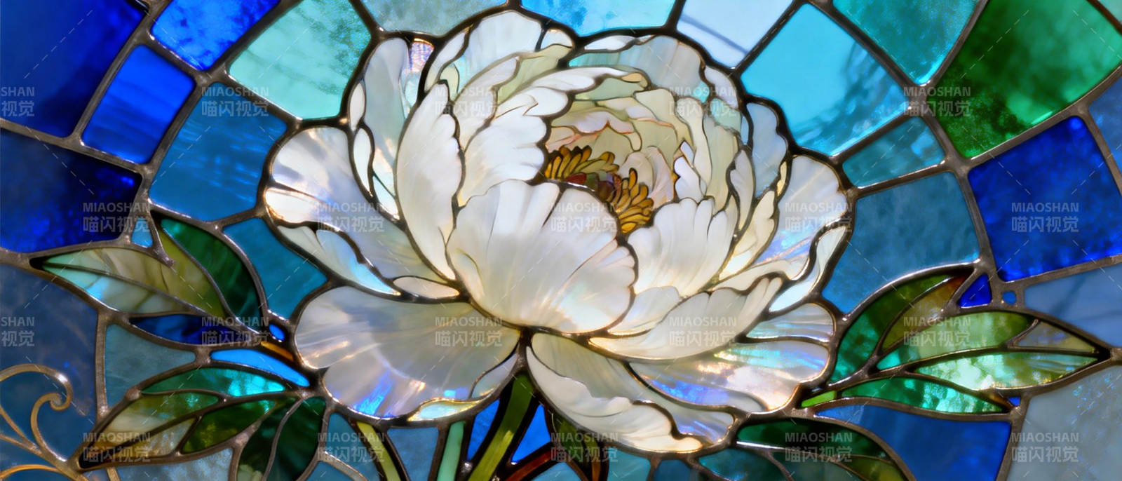白花彩窗艺术图片