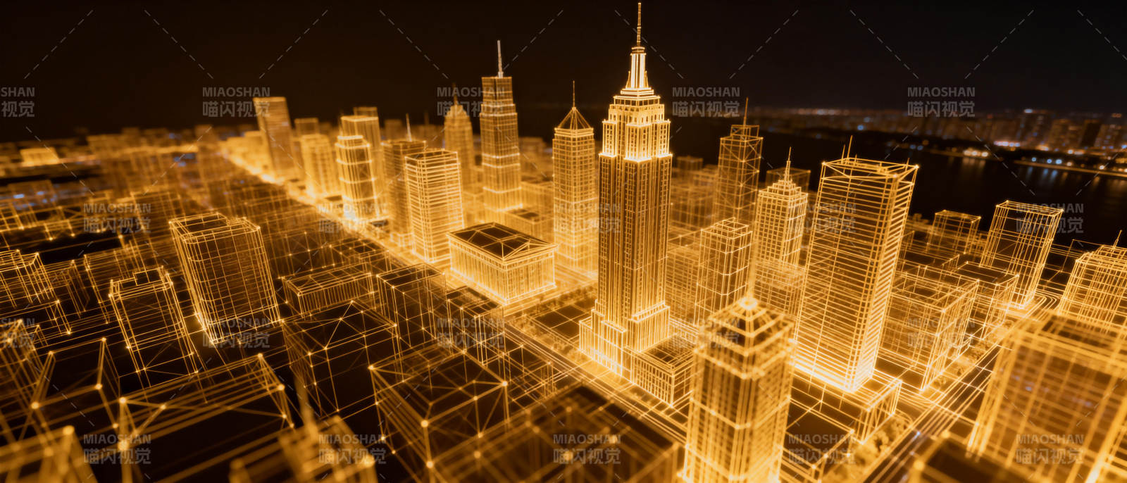 城市夜景光雕图片