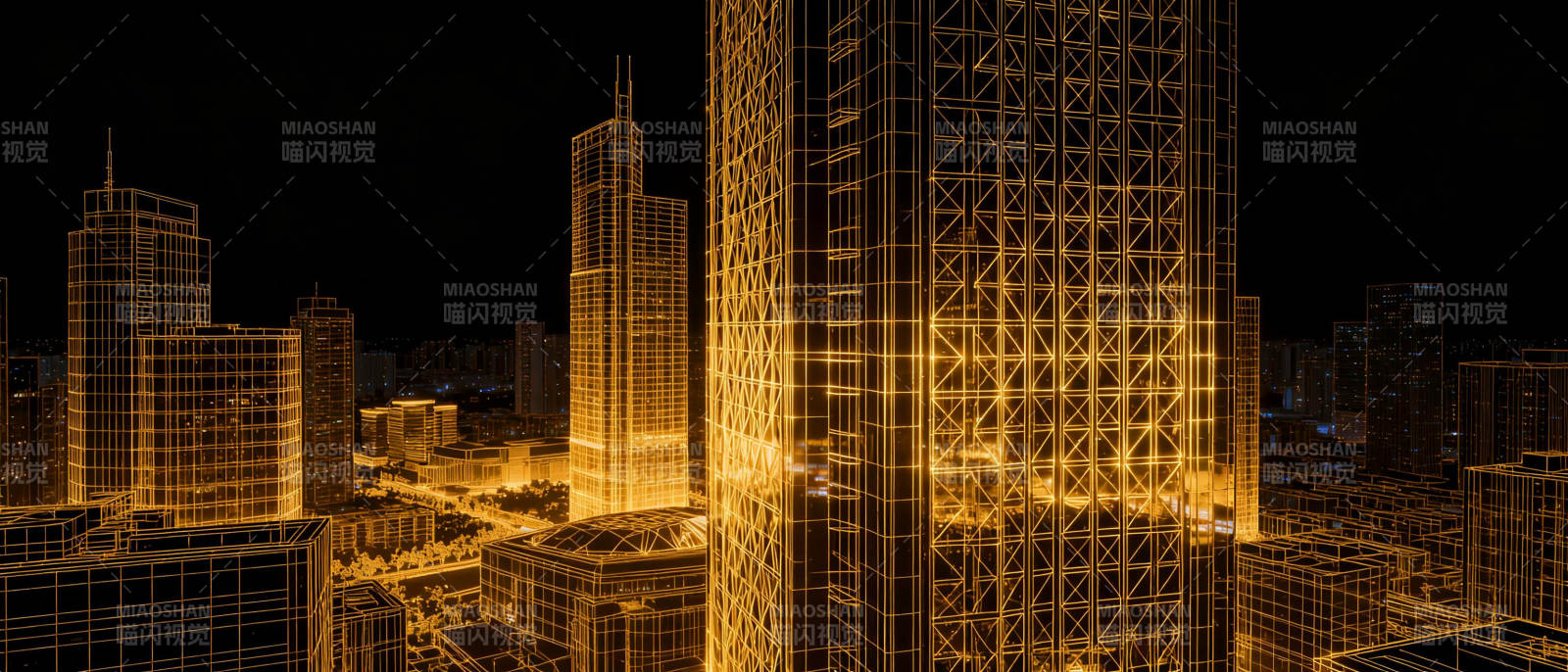 夜幕下的城市轮廓图片