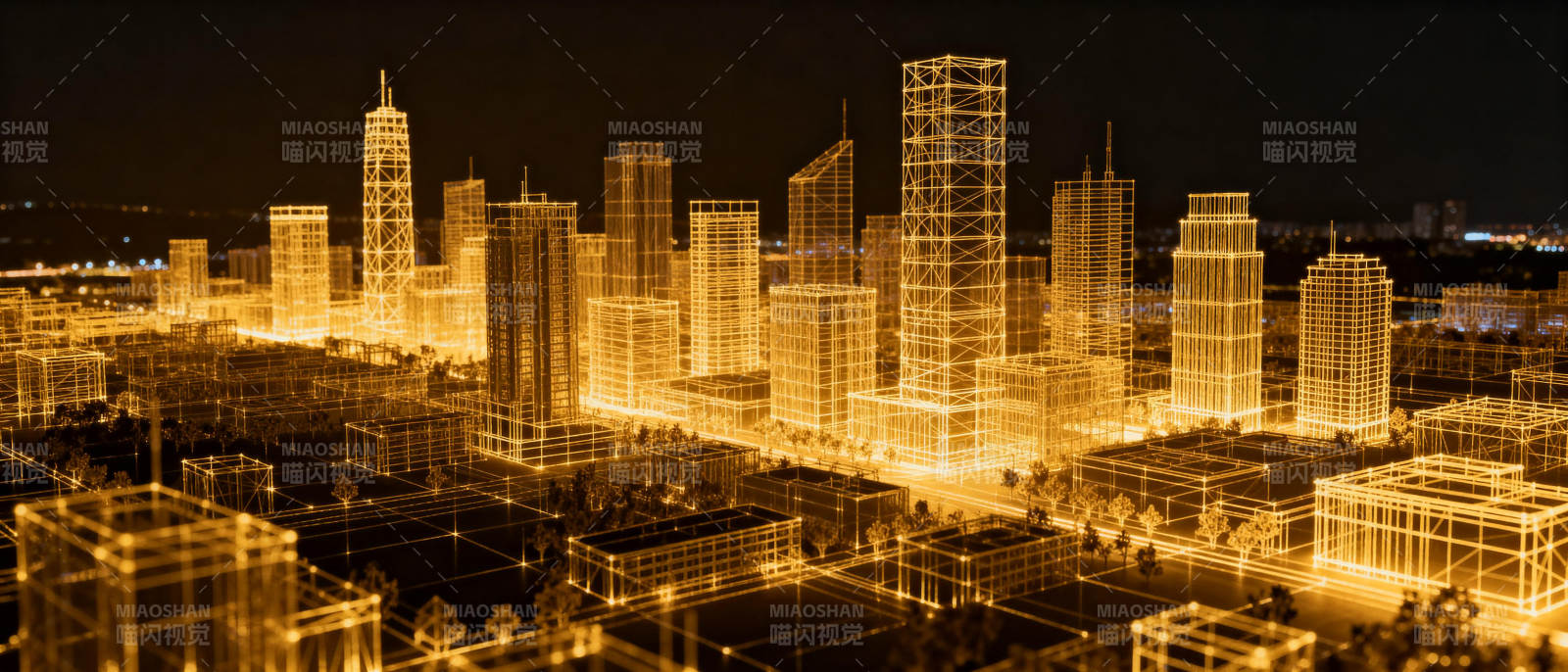 城市夜景光绘图图片