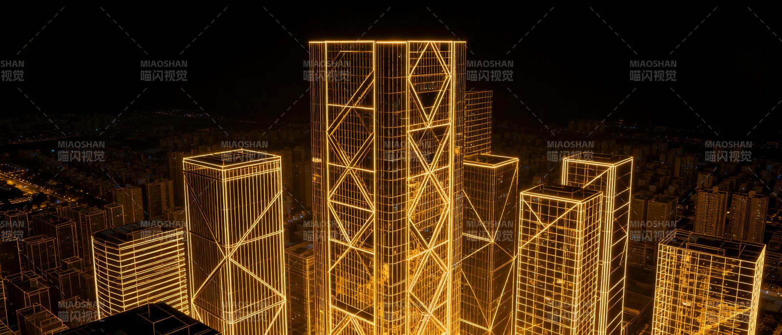 夜幕下的城市光雕图片