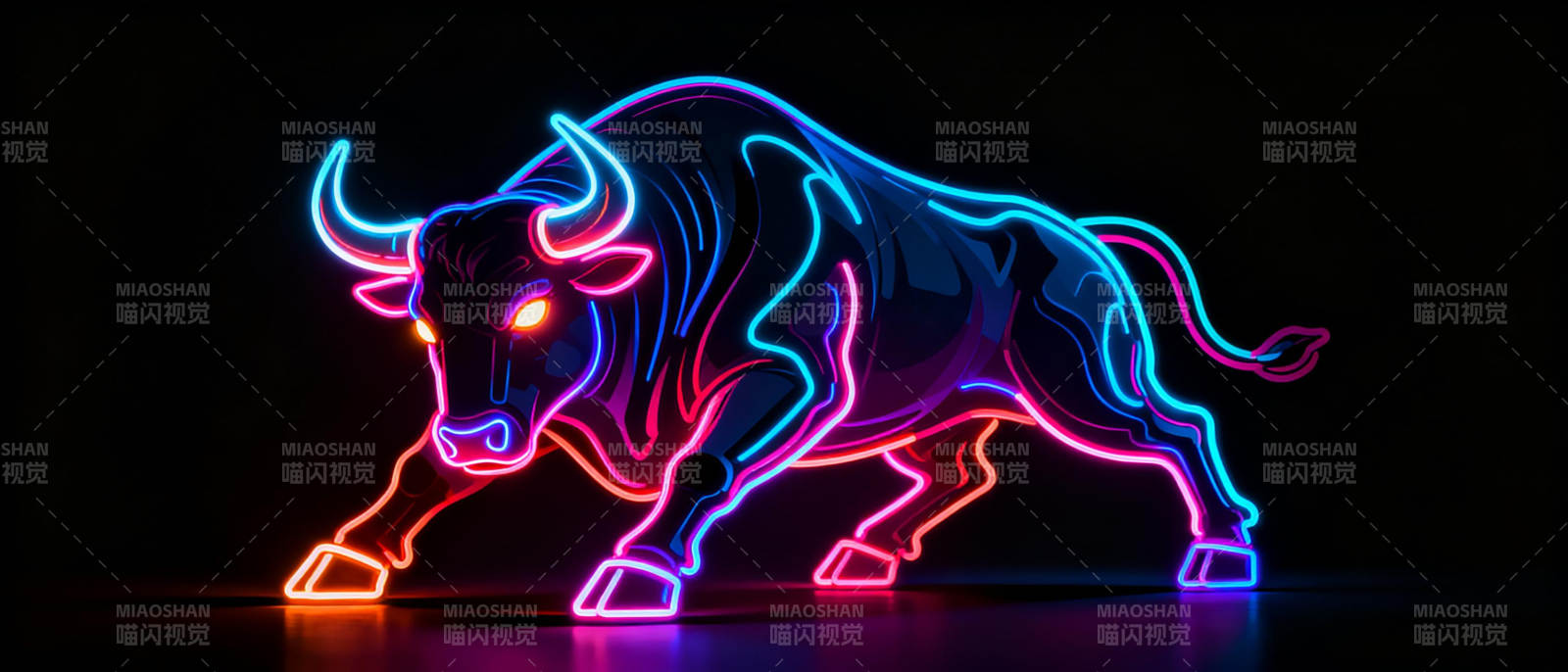霓虹牛影图片