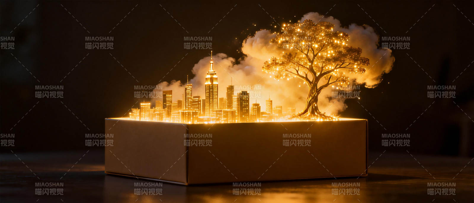 光之城与树图片