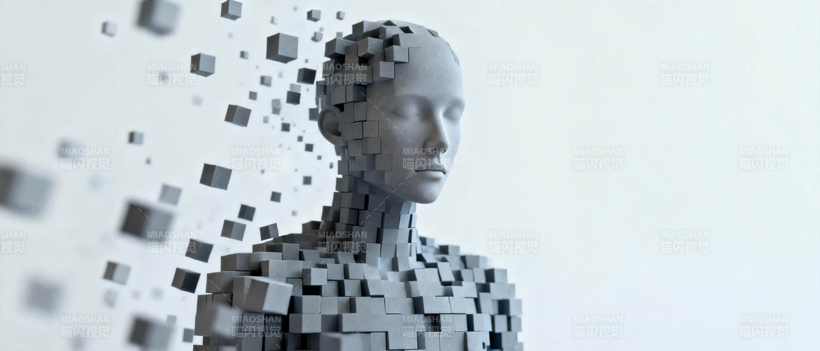 像素化的人形雕塑图片