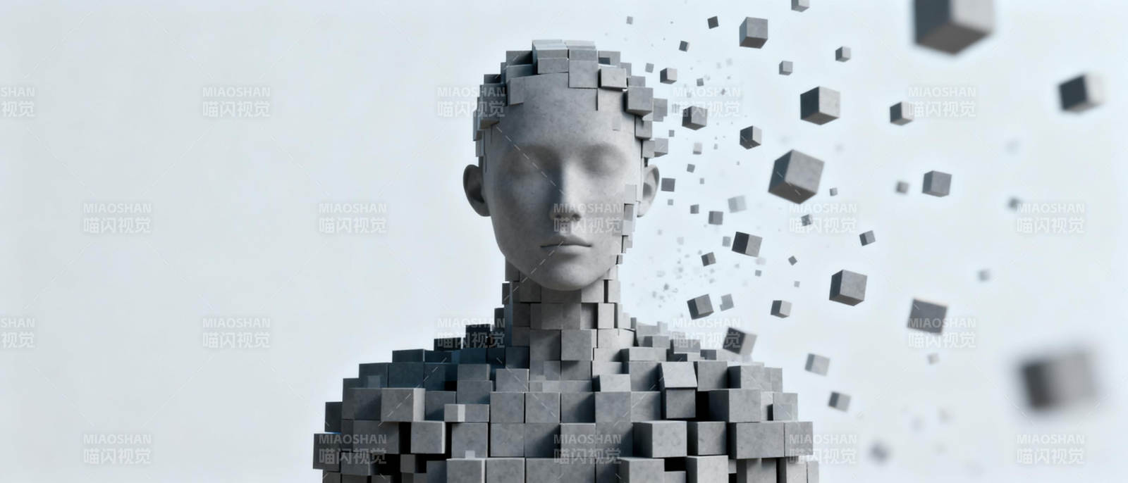 像素化的人形雕塑图片