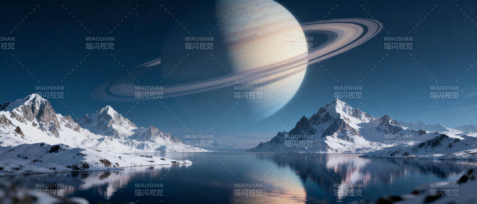 冰湖映星环图片