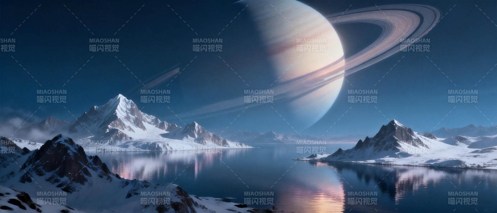 冰湖映星环图片